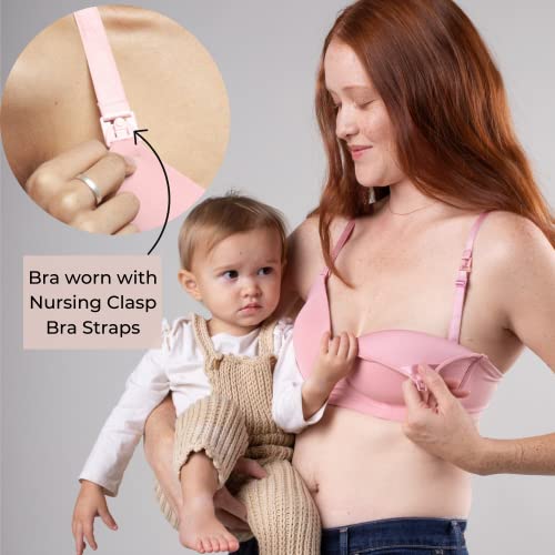 Simple Wishes Maternity, Nursing & Wire Free T-Shirt Bra | Hide The Nursing Clasp | Wearable Pump Cup Extender |Rose Pink | 34D #TOP1