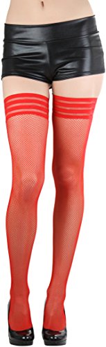 Image of ToBeInStyle Women's Modern Thin Tripple Striped Opaque Thigh High Stocking