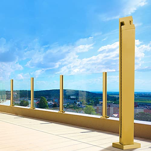 Poteau en panneau de verre doré haut de gamme pour garde-corps d'hôtel et balcon
