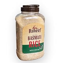 Basmati Rice 3.3 lbs - Extra-Long Grain Rice 1121 Basmati Premium Sella, White Aromatic & Fluffy Texture, Flavorful & Fragrant, Packaged in a Sturdy, Reusable Plastic Jar for Freshness & Superior Cooking