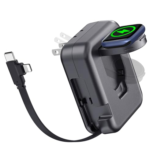 2in1 Apple Watch Charger, 36W Retractable Charger for iPhone Apple Watch,Travel Charging Block Wall Charger Compatible with iPhone 15/14/13/12/11 Apple Watch (Black)