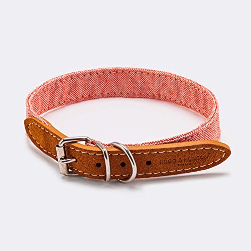 HUGO & HUDSON Luxury Dog Collar Fabric & Suede Leather with Adjustable Metal Buckle, Orange 30cm - Image 4