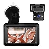 Cocoarm Baby-Autokamera, 4,3-Zoll-USB-betriebener Monitor, 1080P-Weitwinkel-Rückfahrkamera mit Nachtsicht für die Sicherheit von Kleinkindern (Nach hinten gerichtete Kamera mit 2 Lichtern)