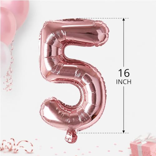Image of Rozi Decoration Foil 16? Inch Rose Gold 5 Number Balloon For Birthday Decorations | 5Th Anniversary Decoration Items | 5 Balloon Number For Birthday Parties Pack Of 1 Pcs