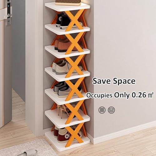 Étagère à chaussures fine empilable meuble étroit gain de place pour petit espace