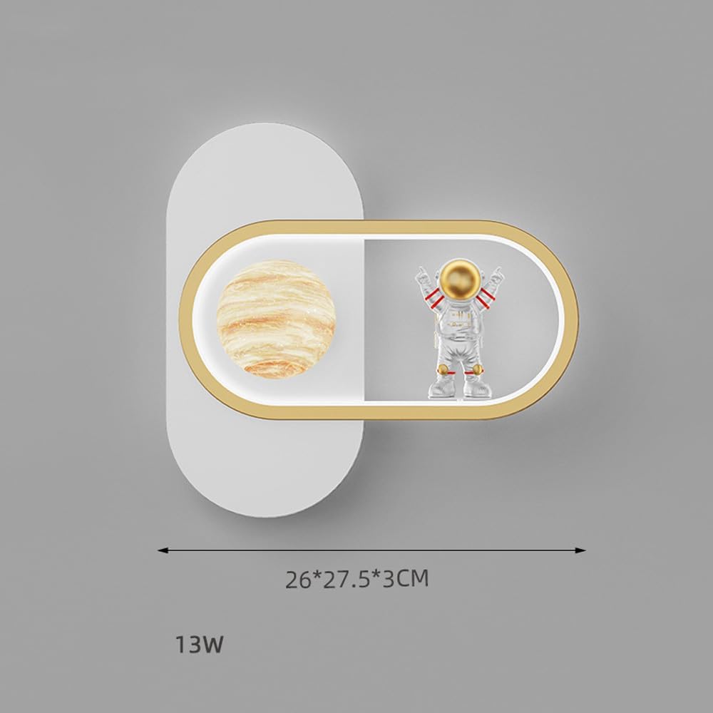 Modern Home Decoration LED Wall Sconce Kids Room 13W Spaceman Astronaut Wall Light Moon Planet Ball Hardwired Bedside Wall Mounted Lamp Round Lighting Fixture for Bedroom Children Room