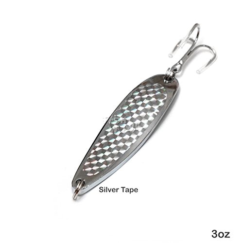 Fish Wow! 20Pcs 3Oz Fishing Spoon With A Treble Hook 85G Fish Jigging Casting Lure Baits - Silver Tape #TOP1