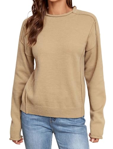 ZAFUL Women's Mock Neck Sweater Long Sleeve Ribbed Knit Basic