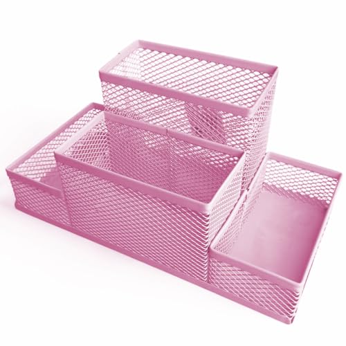 organizador de mesa porta lapis (Rosa, 4)