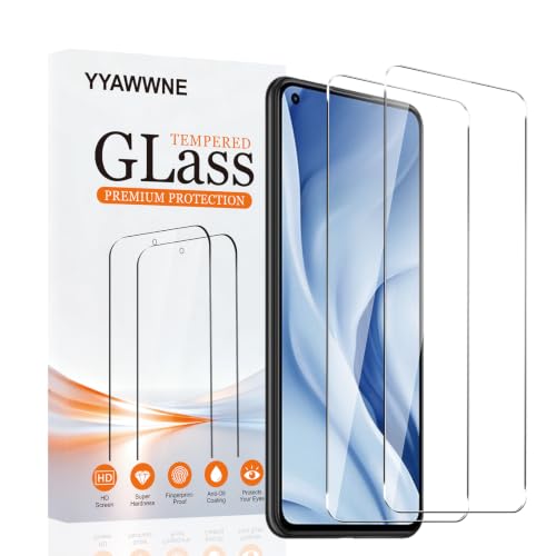 YYAWWNE 2 Stück Schutzfolie für Xiaomi Mi 11 Lite/Mi 11 Lite 5G Displayschutzfolie Panzerglas Gehärtete Glas | 9H Härte HD-Klarheit kristallklar Ultrabeständig Einfache Installation.