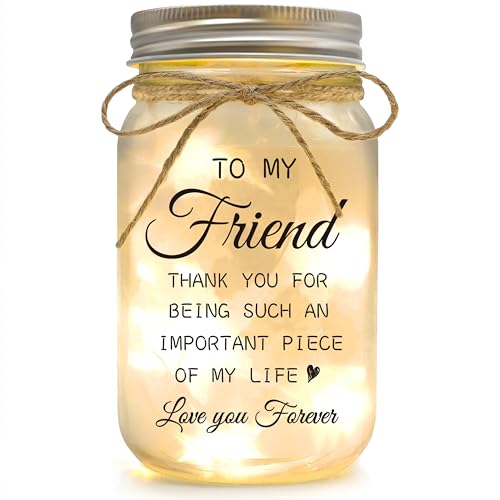 YOISTREVISK Friendship Gifts for Women, Mason Jar Night Lights for Friend, Gifts for Friends Best Friend Birthday Gifts, Thankgiving Christmas Gifts for Women