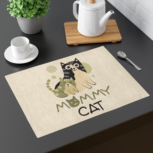 Sets de table en lin de qualité supérieure motif chaton grand format - 3