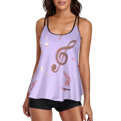 Ensembles Bikini et Tankini Femme avec Short de Garçon Robe de Plage Musique