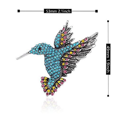 Image of Animal Hummingbird Brooch Pins for Women Fashion Bird Pins Elegant Rhinestone Crystal Animal Brooches Pin