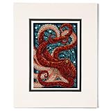 Lantern Press 8x10 Inch Matted Art Print Wall Decor, Octopus, Paper Mosaic