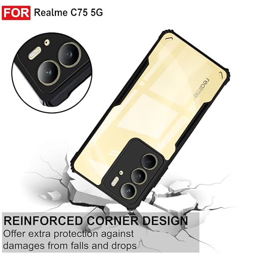 Image of Zapcase Back Case Cover for Realme C75 5G| Compatible for Realme C75 5GBack Case Cover | Clear Case with Camera Protection | (TPU + PC | Matte Black)
