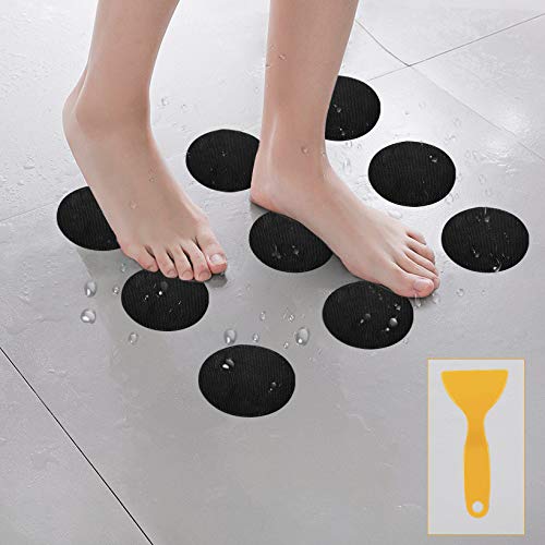 Kyerivs 30 PCS Bathtub Non Slip Stickers, Non Slip Shower Strips Shower Floor Non Slip Stickers Safety Shower treads for Adults Kids, Add Traction to Tubs, Floors, Steps, Stairs with Scraper(Black)
