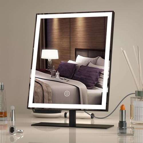 Amdelne LED Makeup Mirror, Dimmable Vanity Mirror with Lights, 3 Lighting Modes, 10x Magnifying, Touch Control