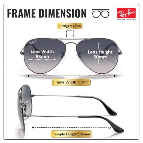 Image of Ray-Ban RB3025 CLASSIC AVIATOR POLARIZED Sunglasses for Men & Women with Official Eyewear Kit