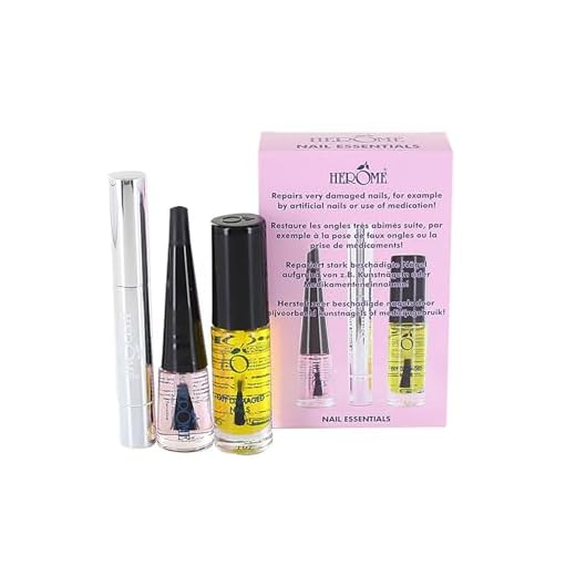 Herome - Pack Nail Essentials Rosa | Tratamiento para Uñas Post-Acrílicas y Dañadas, Post-Embarazo. Contiene 1 Endurecedor de Uñas Sensibles, 1 Aceite Reparador de Uñas, 1 Sérum para Cutícula