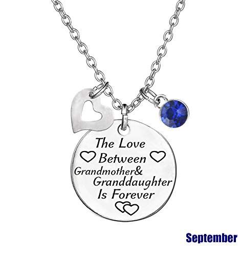 Birthstone Crystals Necklace,The Love between Grandmother and Granddaughter is Forever Necklace Family Jewelry2