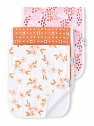 Image of Copper Pearl Premium Baby Burp Cloths - 3-Pack Large Cotton Burp Cloths, Extra Soft Spit Up Rags with 3 Absorbent Layers, Perfect for Baby Boy and Baby Girl Gifts (21 inch x 10 inch Size, Rue Set)