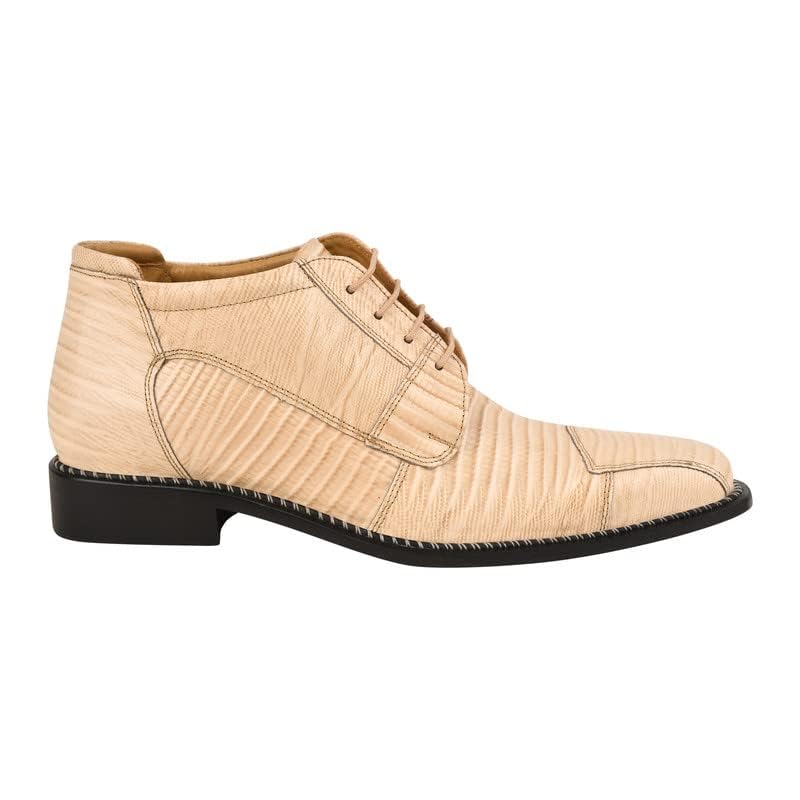 Image of LIBERTYZENO Mens Lizard Print Genuine Leather Adults Ankle Boots Lace Up Dress Shoes for Easter Gift