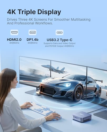 ACEMAGIC Matrix M5 Mini PC, Intel Core i9-14900HX (16C/24T), 32GB DDR4 1TB PCIe 4.0 SSD Win11 Pro Mini Computer, Intel UHD Graphics 14th, Triple 4K Display/WiFi 6 Für Gaming,3D-Rendering – Ansicht 5