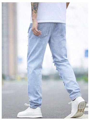 Verdusa Men's Ripped Distressed Straight Leg Jeans Casual Denim Pants Trousers2