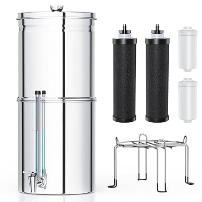 Upgrade Gravity Countertop Water Purifier Syetem,Stainless Steel Water Filter with 6-Stage Ultra Filtration,2.95 Gallon