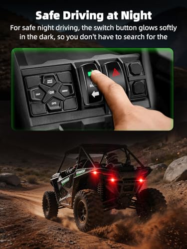 Image of UTV Turn Signal Kit, Pre-Wired, Plug and Play Universal Street Legal UTV Blinker Kits with Rocker Switch, Hazard Light, 110dB Horn, Compatible with Polaris, Can-Am - 8Pods Amber Red Lights