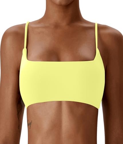 Comper Women's Sports Bras Wirefree Racerback Workout Bras Sexy Thin Straps Yoga Sport Bras with Removable Pads