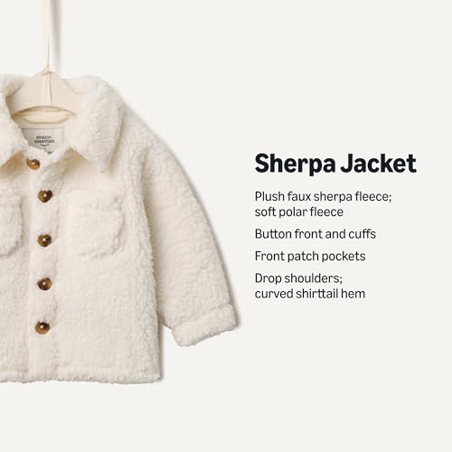 Amazon Essentials x Sofia Grainge Unisex Toddlers' Soft Faux Sherpa Fleece Overshirt Jacket with Pockets, Ivory, 3T - image 3