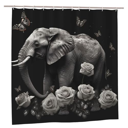 Rideau de douche imperméable éléphant 183x183 cm anti-moisissure - 8