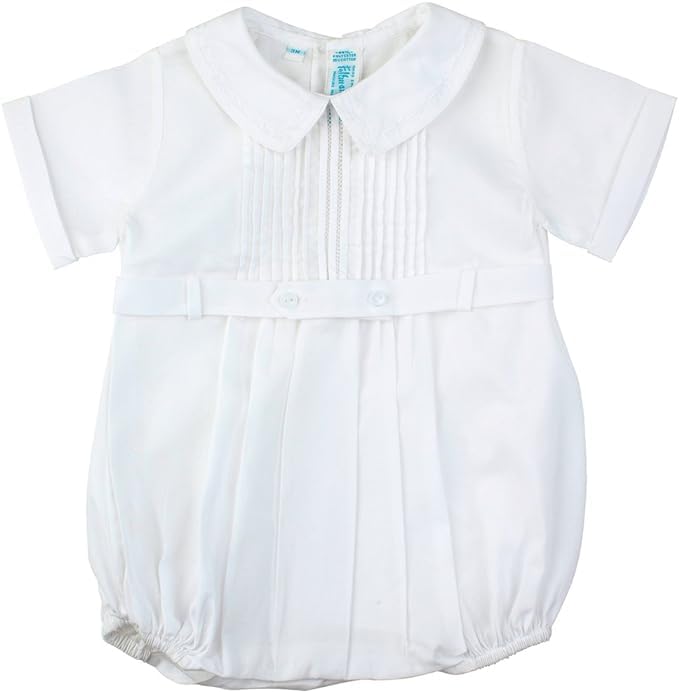Feltman Brothers Baby Boy Romper Pintucked Creeper Baptism Christening3