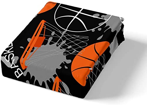 Loussiesd Kids Basketball Bedding Set Cool Sport Theme Duvet Cover Boys Sports Comforter Cover Set for Kids Childs Boys Teens 1 Duvet Cover with 2 Pillowcases Black Orange Double Size - Image 3