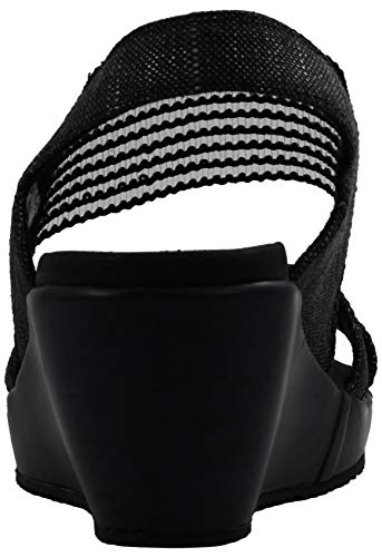 Skechers Cali Womens Beverlee-High Tea Wedge Sandal,black,9 M US