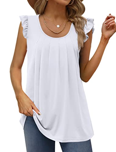 Womens Tops Dressy Casual Flowy Summer Tunic Tanks Tops For Leggings White M #TOP27