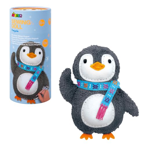 Avenir My First Sewing Kit for Beginner Ages 6+ I Premium Plush Big DIY Animals I Child-Safe Tools for Easy Crafting Fun I Motor Skills Wiggle Stuff Stitching Creativity I Skill Gift for Boys & Girls