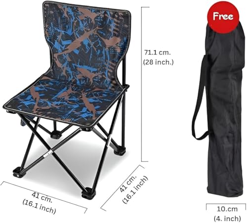 KNYUC MART Alloy Steel Outdoor Ultralight Portable Folding Chairs with Carry Bag Heavy Duty 100kgs. Capacity Camping Foldable Backpacking Chair (Medium Size) 71.1H x 41W x 41L (1 Pcs.)