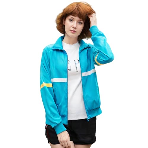 MYUPDALIN Blue Jacket Cosplay Costume Zipper Jacket Sweatshirt Hoodie Blue Tracksuit Coat Halloween Outfits Uniform (Light Blue, X-Large)