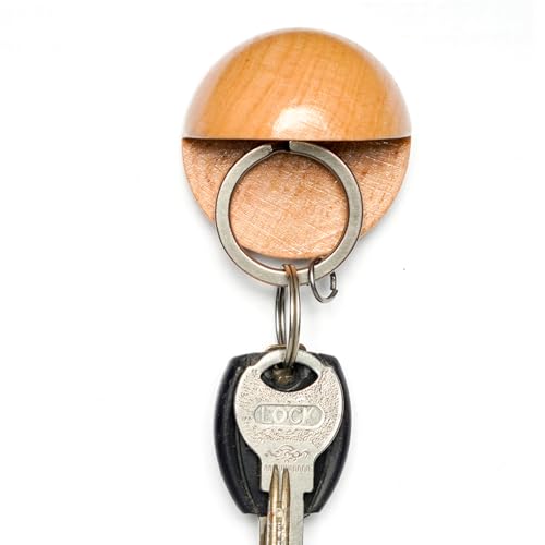 Hispqser Display A Key Wood Key Holder Circle Magnetic Key Holder for Wall Powerful Magnets Keep Keychains Easy to Install 1Pack