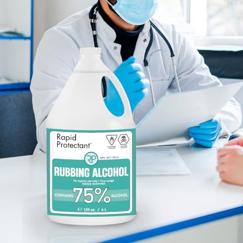 75% Alcool isopropylique 4L - Fabriqué au Canada - 4L USP Classe Isopropyle Alcool de frottement - Alcool isopropylique 75% Pourcentage - Bouteille 75% Alcool