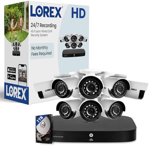 Lorex 1080p 8 Channel 1TB DVR System | 8 Analog Metal Bullet Cameras | Smart Motion Detection | Long Range IR Night Vision | Person & Vehicle Detection | IP66 Weatherproof | Proudly Canadian