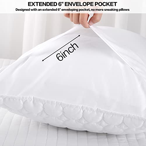 Bosowos Pillow Shams King Size Set Of 2, Ultra Soft Breathable Quilted Pillow Cases 20 X 36 Inches For Sleeping, Decorative Microfiber Bed Pillowcases Easy Care, White #TOP3
