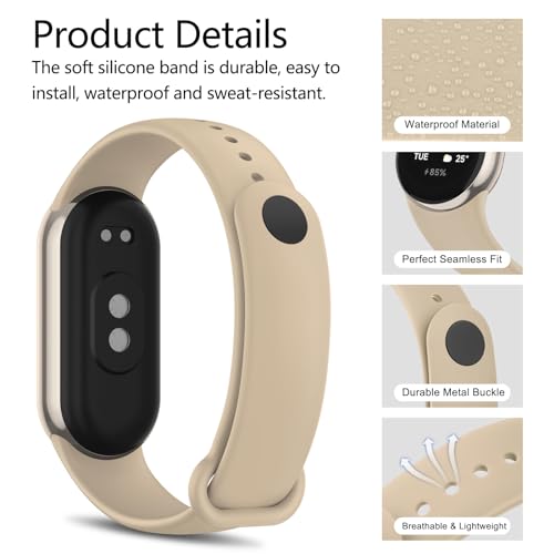 Image of Vanjua Watch Strap for Xiaomi Smart Band 10 /9 /8, Soft Silicone Adjustable Sport Wrist Band for Xiaomi Mi Band 8 /9 /10 Smart Watch (No Watch)