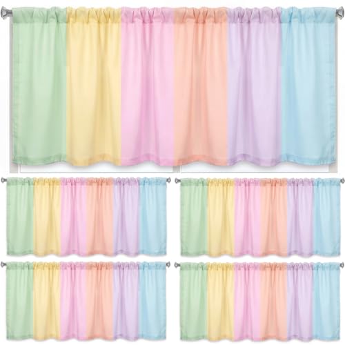 Mindsoft 4 Pcs Pastel Classroom Curtains Colorful Window Valances Curtains 54 x 18 Pastel Back to School Window Decoration for Classroom Kindergarten Playroom Daycare Bedroom Living Room