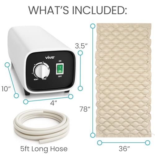 Alternating Pressure Mattress by Vive - Includes Electric Pump & Mattress Pad - Inflatable Bed Pad for Pressure Ulcer and Pressure Sore Treatment - Fits Standard Hospital Beds