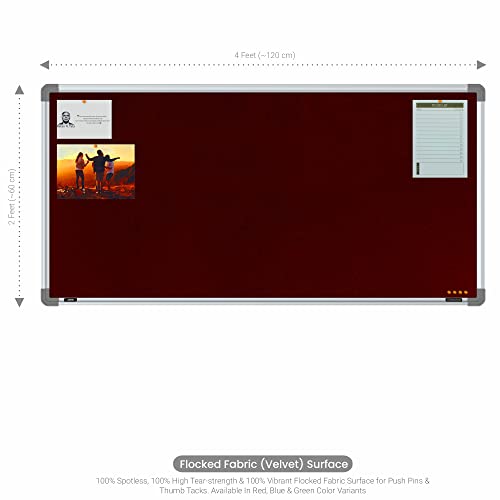 Image of Scholar Art Metis 2x4 Feet Fabric Pin-up Board for Study Table & Kids Room | High Strength Velvet Cloth + High Density Soft Board for Pinning Photos, Sticky Notes & Reminders (Maroon)