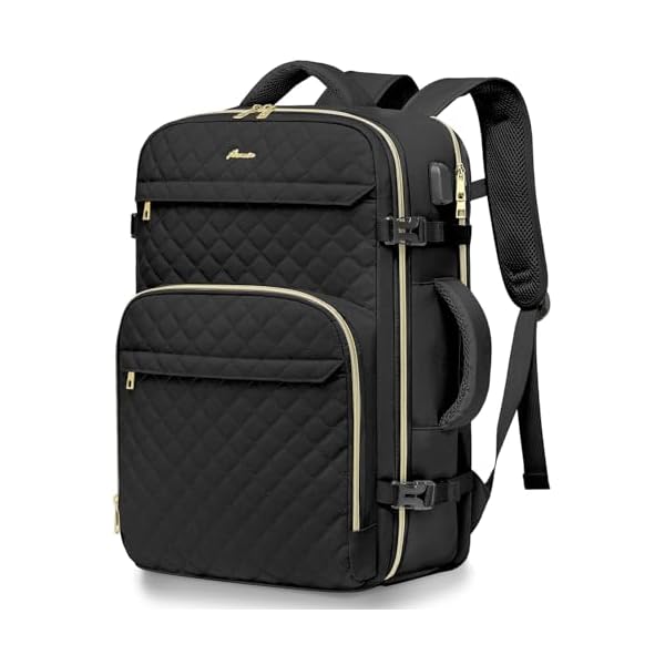 Carry-On-Women-Travel-Backpack-TSA-Flight-Approved-Personal-Item-Backpacks-Large-40L-Waterproof-Luggage-Suitcase-Backpack-Fit-17-Inch-Laptop-Weekender-Overnight-Traveling-Bag-with-USB-Charge-Black Carry On Women Travel Backpack: TSA Flight Approved Personal Item Backpacks Large 40L Waterproof Luggage Suitcase Backpack Fit 17 Inch Laptop Weekender Overnight Traveling Bag with USB Charge Black